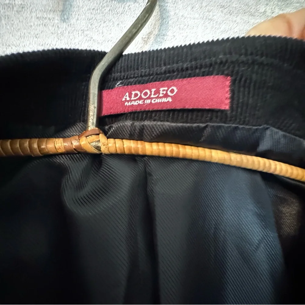 ADOLFO Men's BLACK‎ Corduroy LINED 2-Button SPORT COAT/BLAZER/JACKET Size 44R